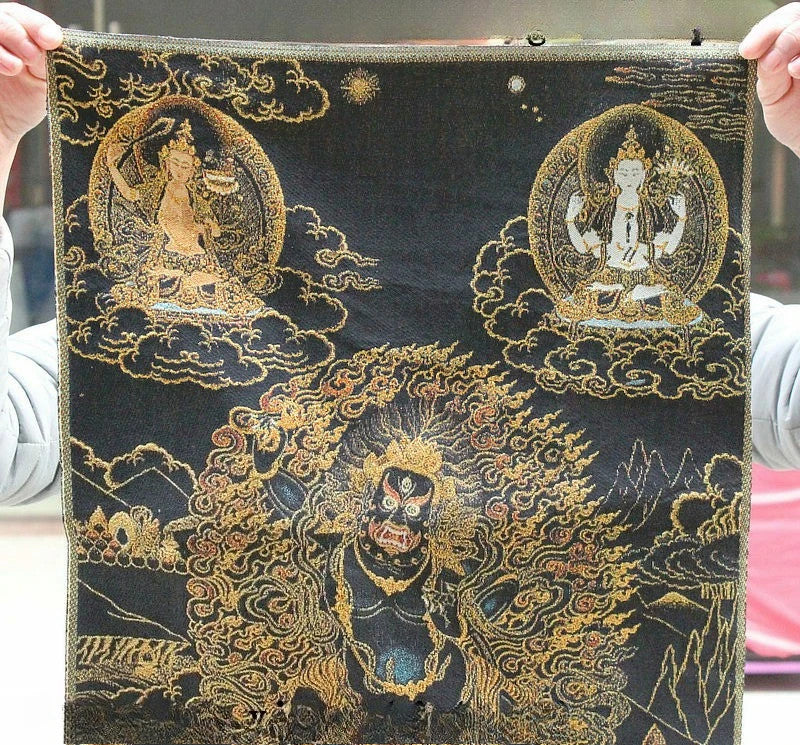 36" New Silk Vajrapani Chana Dorje Wrathful Tutelary Deity Thangka Painting