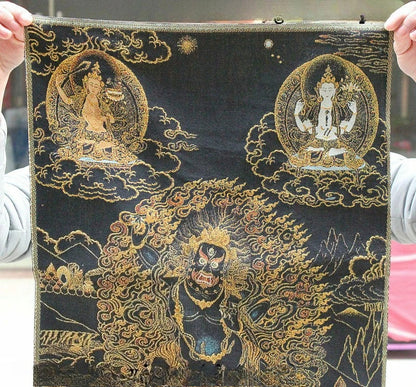 36" New Silk Vajrapani Chana Dorje Wrathful Tutelary Deity Thangka Painting