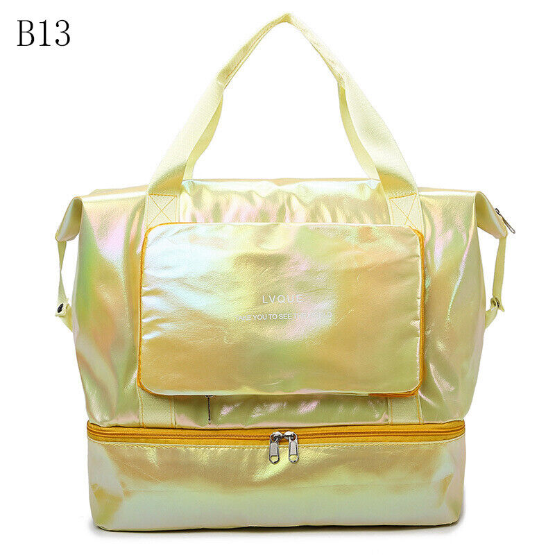 Pearlescent Folding Travel Shoulder Bag Waterproof Handbag Dry Wet Separation
