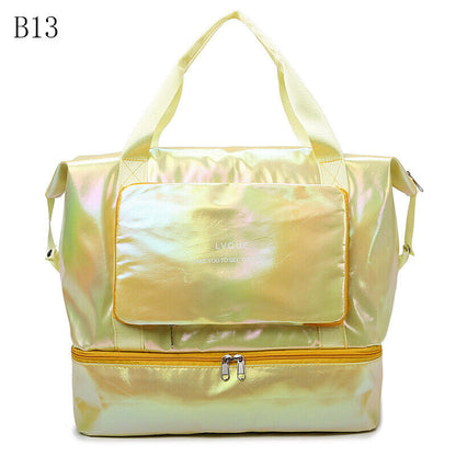 Pearlescent Folding Travel Shoulder Bag Waterproof Handbag Dry Wet Separation