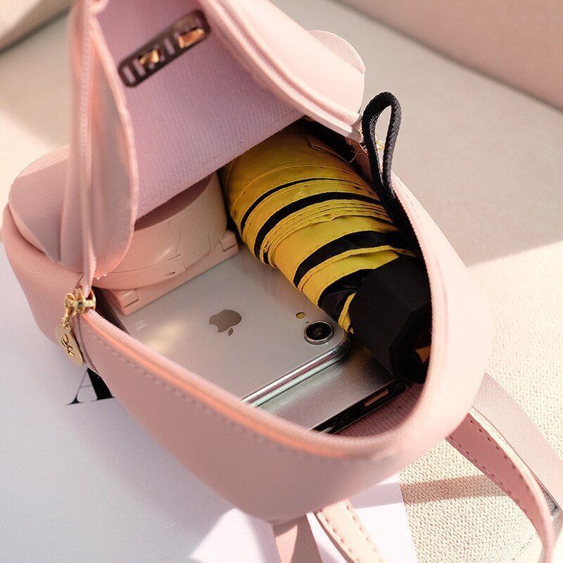 Mini Backpack Synthetic Leather Small School Bag Bow-knot Hollow Purse 17*8*19CM