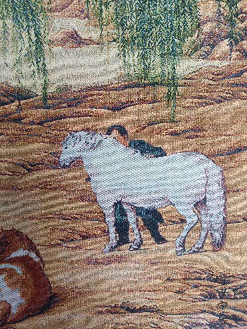 36" China Cloth Silk Eight Fine Horse Mural Wall Hanging Tapestry Meditation 八骏图