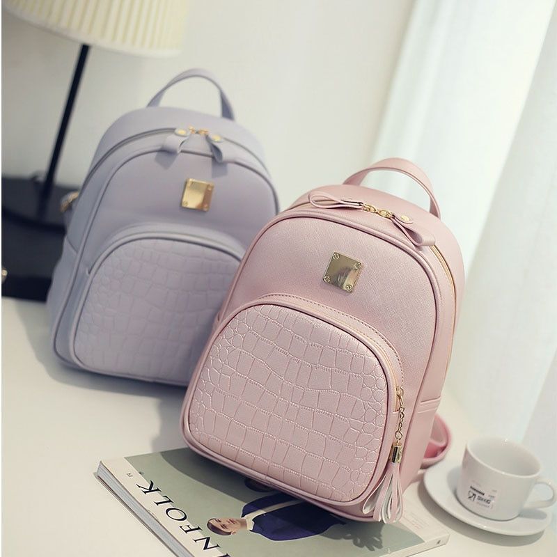 Backpack Synthetic Leather Schoolbag Preppy Style Small Backpacks School Travel