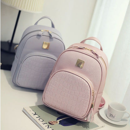 Backpack Synthetic Leather Schoolbag Preppy Style Small Backpacks School Travel