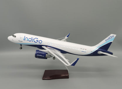 47CM Indigo AIRBUS A320neo Plane Led Sound-controll Light Resin Aircraft Model