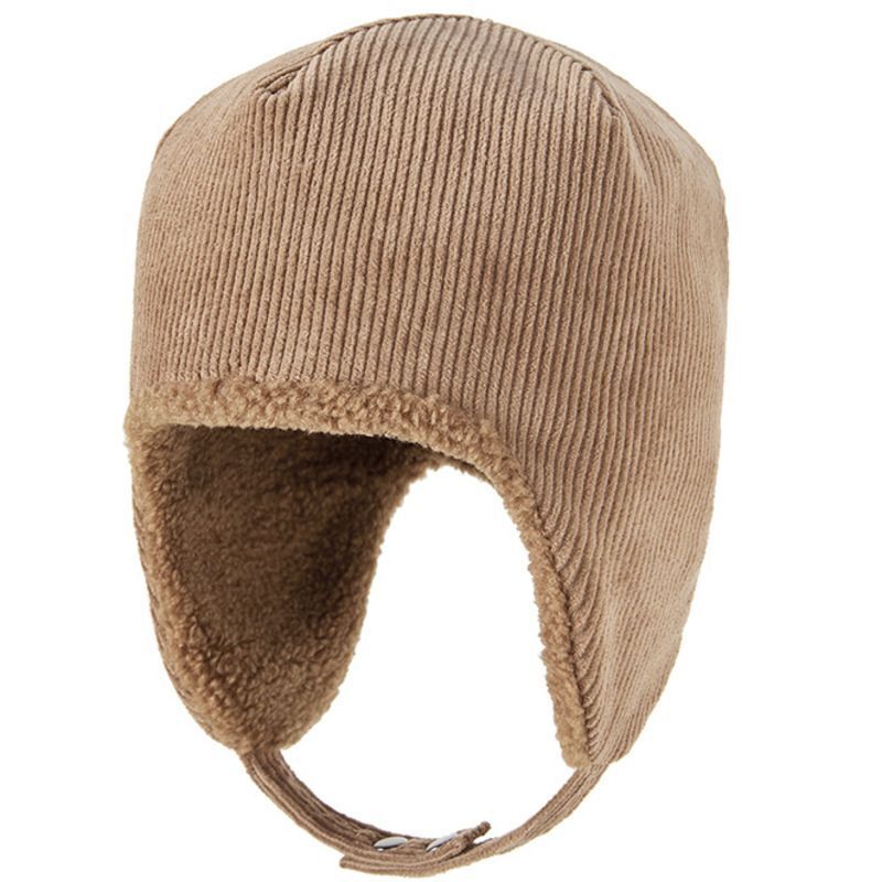 Women Beanies Winter Thick Warm Fleece Hats Corduroy Outdoor Ski Ear Cap 55-62cm