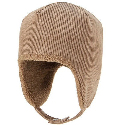 Women Beanies Winter Thick Warm Fleece Hats Corduroy Outdoor Ski Ear Cap 55-62cm