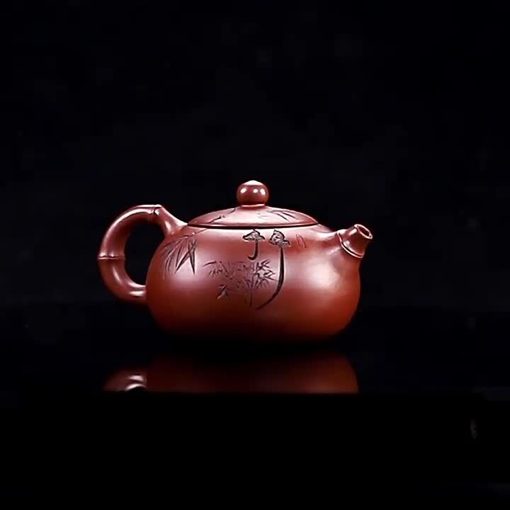 China Yixing Zisha Dicaoqing Clay Marked Tea Pot Original Ore Handmade Pot 8.8oz