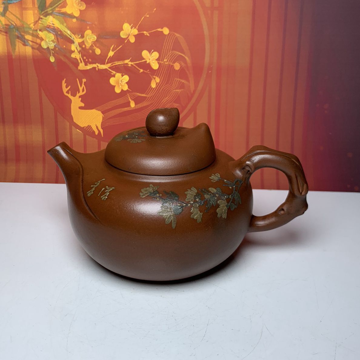 Vintage China Yixing Purple Clay Teapot Zisha Ceremony Peach Teaware Collection