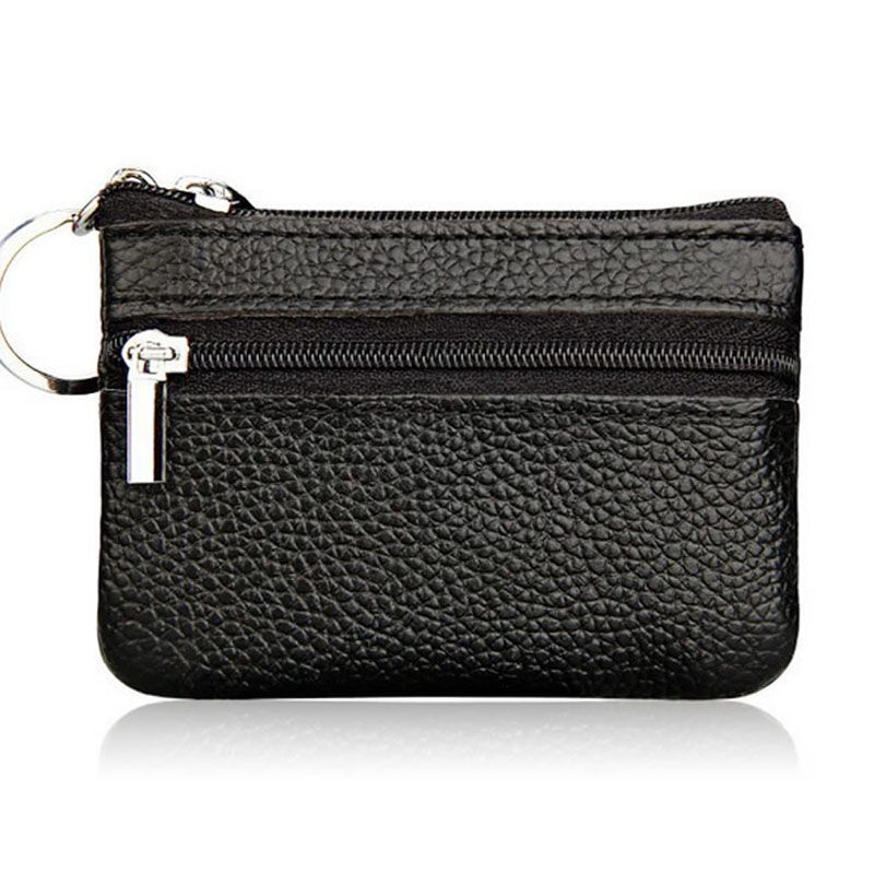 Soft Men Women Card Coin Key Holder Zip Wallet Pouch Bag Purse 10.7*7.3cm Purple
