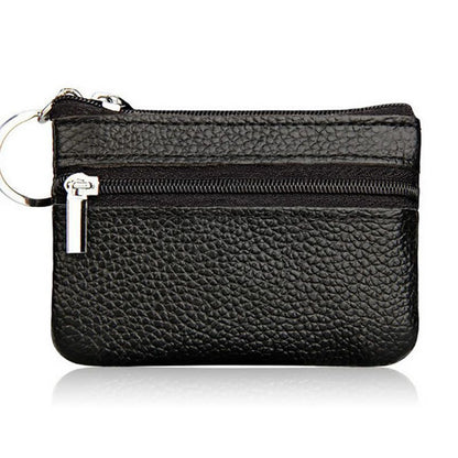 Soft Men Women Card Coin Key Holder Zip Wallet Pouch Bag Purse 10.7*7.3cm Purple