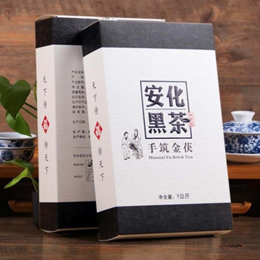 Healthy 1000g Black Tea Brick Anhua Golden Handmade Flower Tea Natural Ripper-