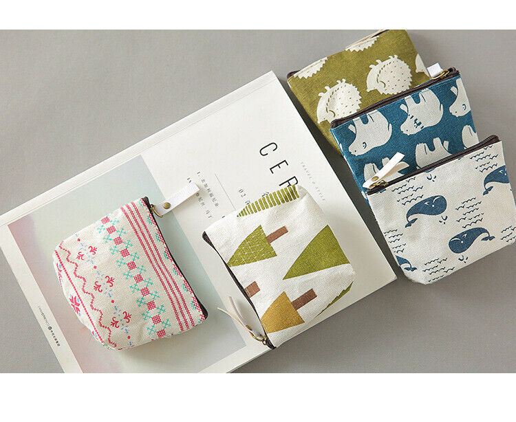 Women Coin Purse Card Earphone Pouch Bag Key Holder Small Wallet Package Canvas