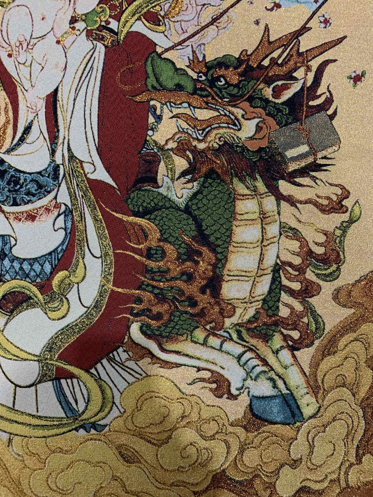 36" China Cloth Silk Send Son Guanyin Mural Wall Hanging Tapestry Tangka