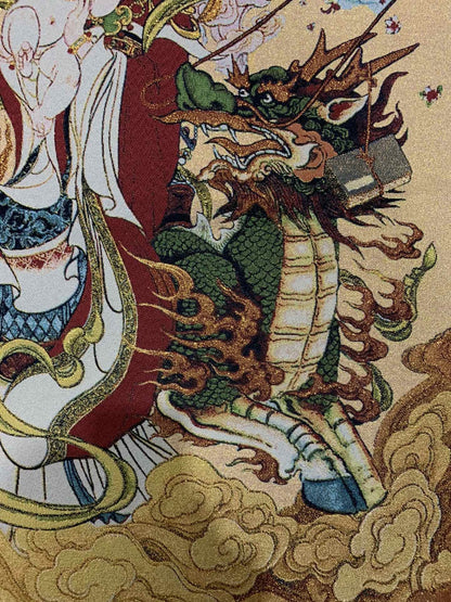 36" China Cloth Silk Send Son Guanyin Mural Wall Hanging Tapestry Tangka