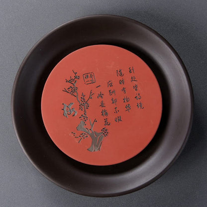 14cm Purple Clay Flower Pattern Creative Kung Fu Tea Tray Tea Ceremony Decor