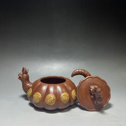 Chinese Yixing Zisha Clay Handmade Exquisite Teapot（生肖龙舟壶 底款：蒋蓉）