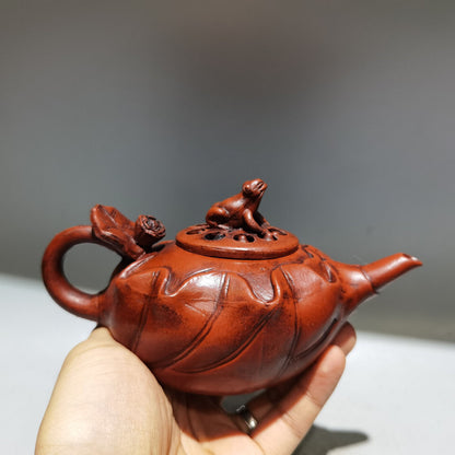 Chinese Yixing Zisha Clay Handmade Exquisite frog Teapot 品名：青蛙莲子壶 底款：大明万历年范大生