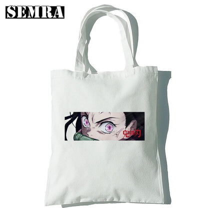 Canvas Tote Shoulder Bag Student Teacher Large Square Purse White / Black Pouch