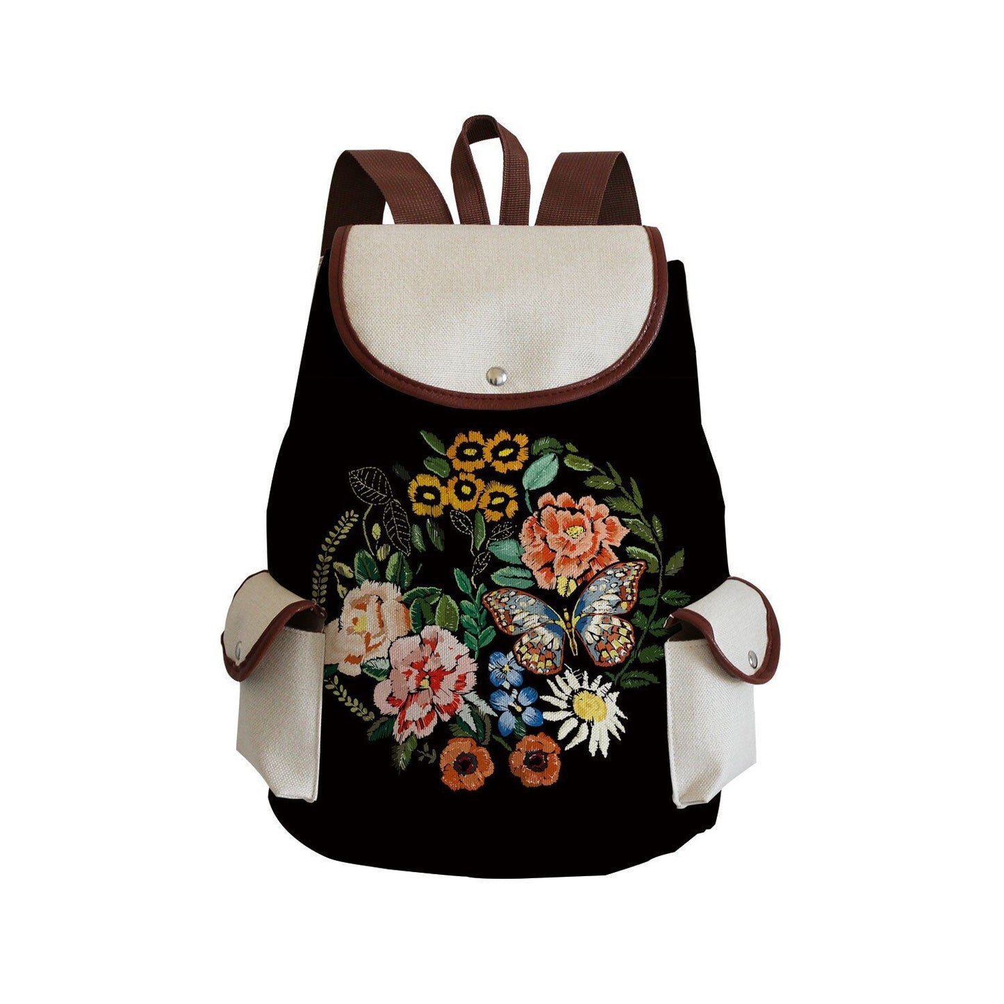 Vintage Drawstring Backpacks Large Practical Portable Linen Shoulders Bags 1 PC