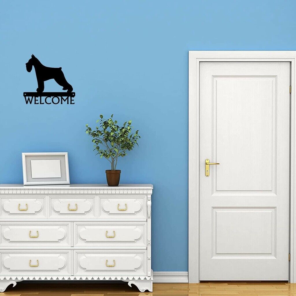Welcome Sign Metal Wall Stickers Shape Decoration Artwork- Miniature Schnauzer