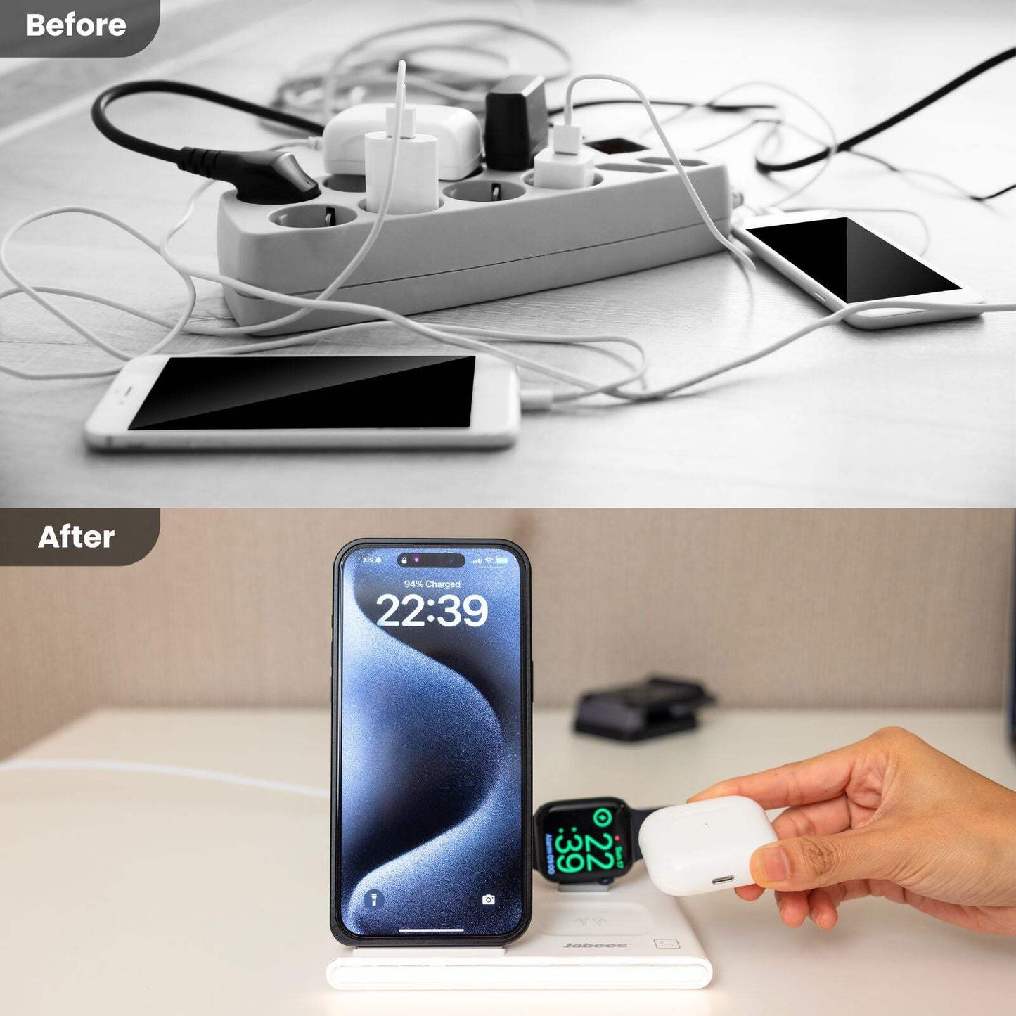 Jabees PowerGlow 4-in-1 Wireless Charging Station - Foldable
