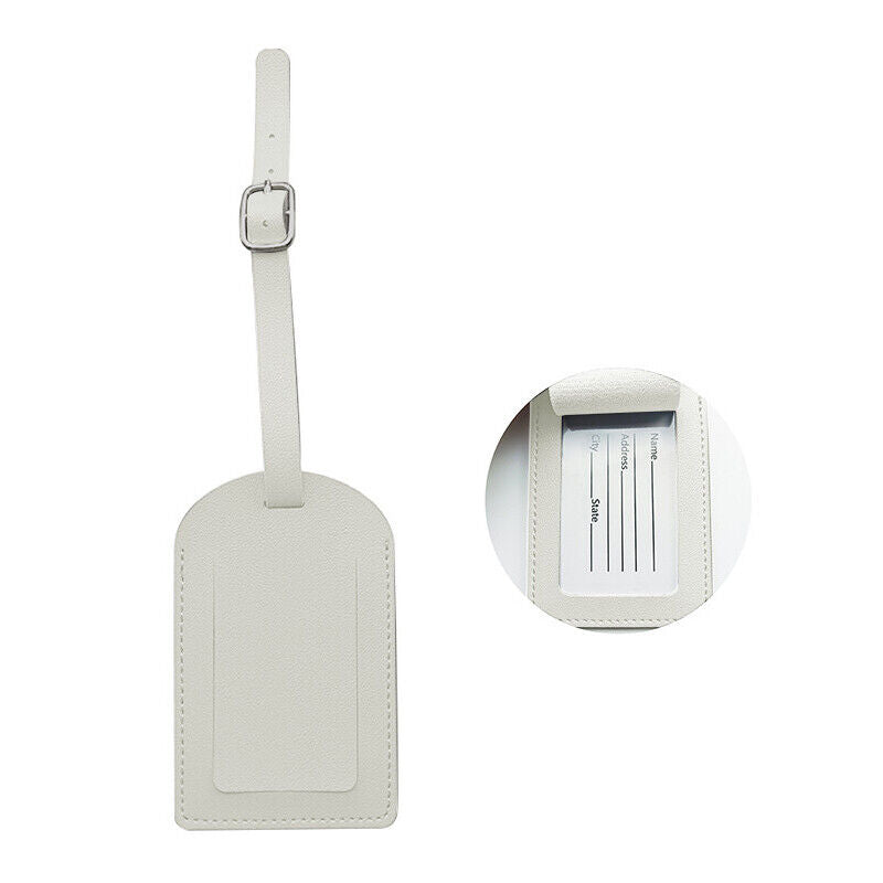 Travel Leather PU Luggage Tags Suitcase ID Card Name Label Baggage Address Tag