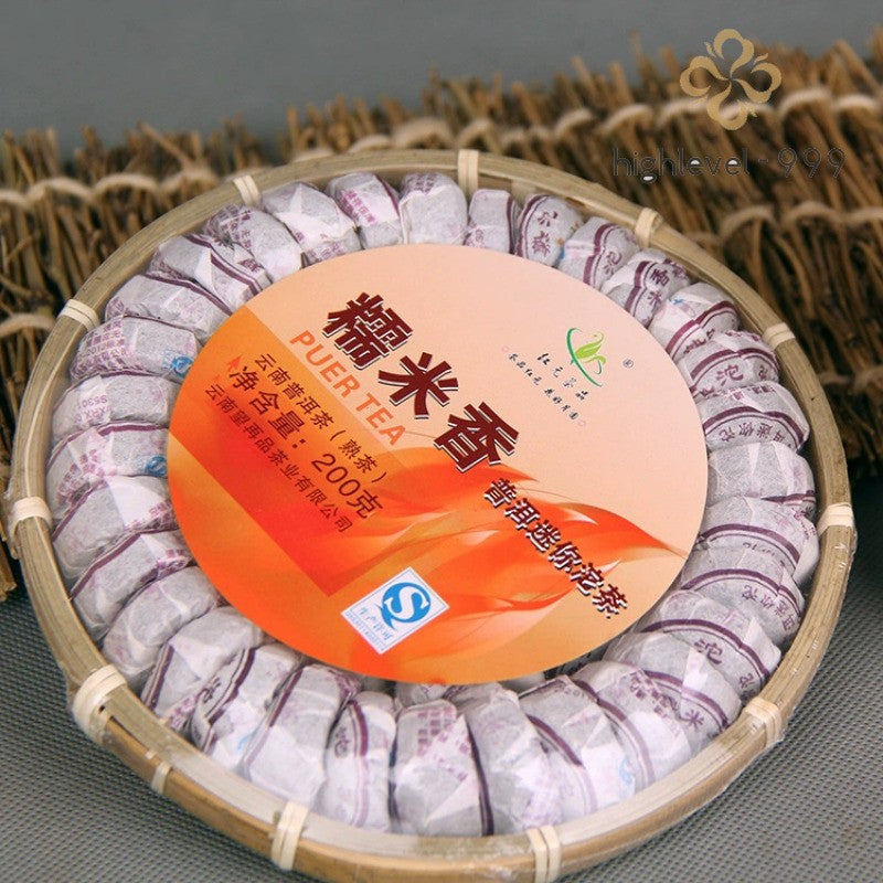 200G Ripe Puer Tuocha Hongyuan Yunnan Glutinous Rice Aromatic Mini Compressed Tea -