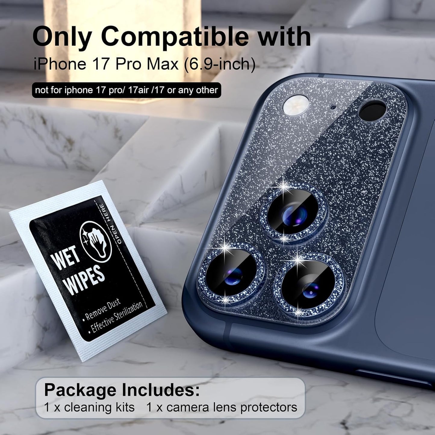 Compatible for Iphone 17 Pro Max Camera Lens Protector, Bling Camera Cover with