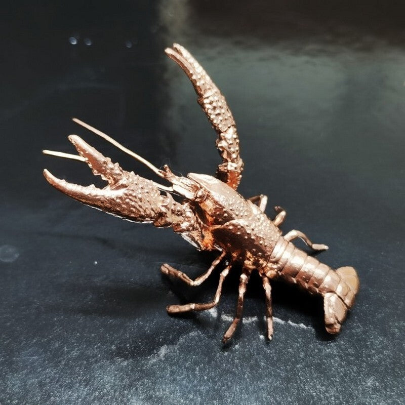 Red Copper Lobster Animal Figurine Statue Pet Tea Table Fish Tank Decor