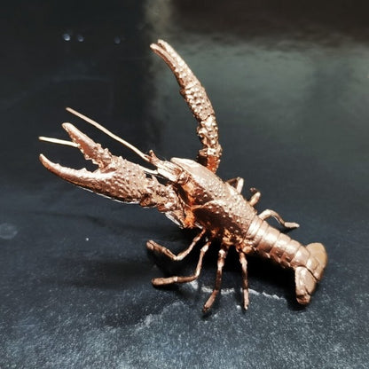 Red Copper Lobster Animal Figurine Statue Pet Tea Table Fish Tank Decor