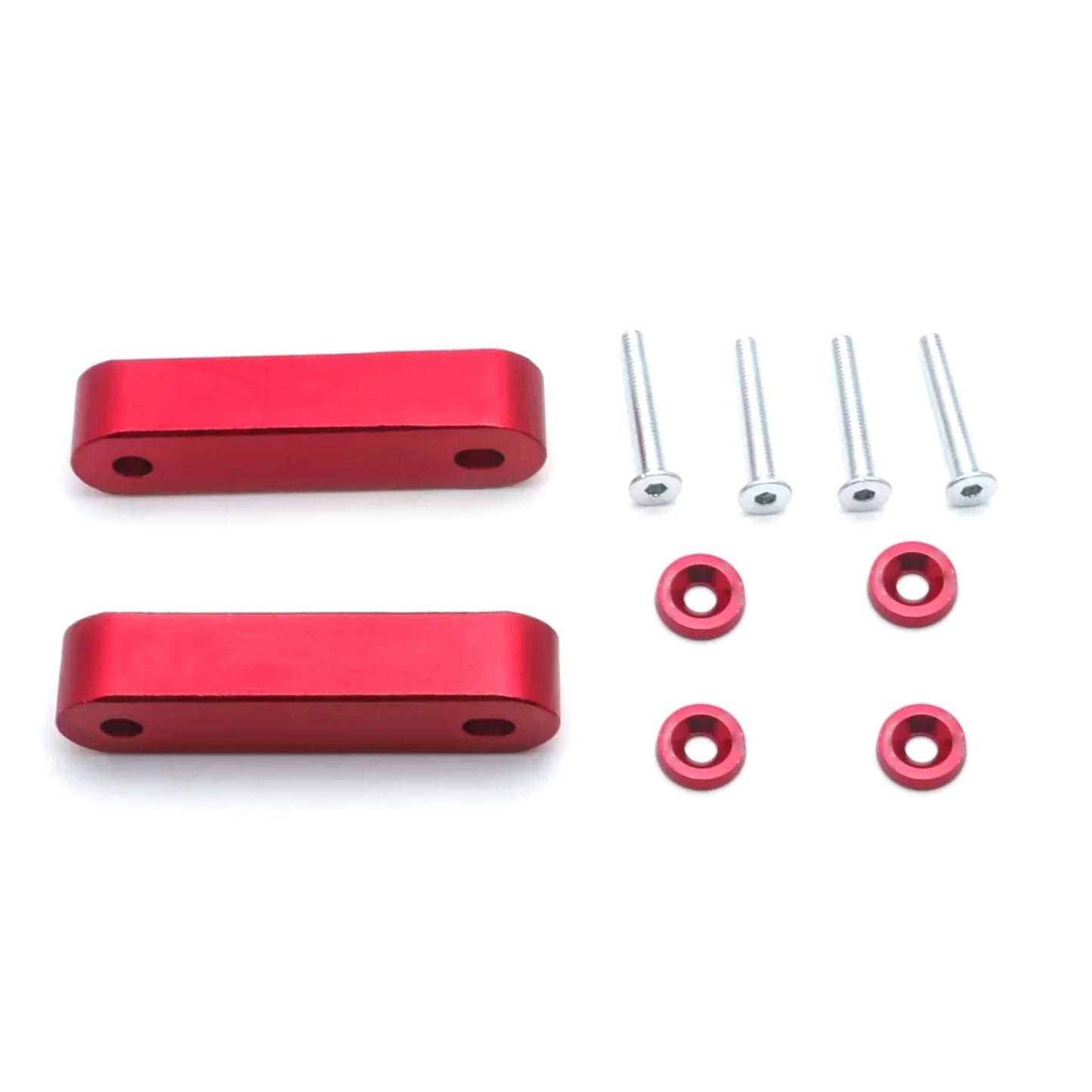 Red Durable Billet Aluminum Hood Spacer Risers Parts For Honda Civic 1988-2000