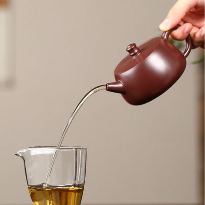 Full Handmade Tea Pot Dezhong Pot Marked True Yixing Zisha Purple Grit Clay New