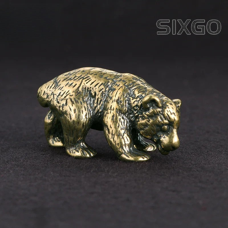 4cm Exquisitely Brass Bear Tea Pet Statue Desk Ornaments Decorations Crafts