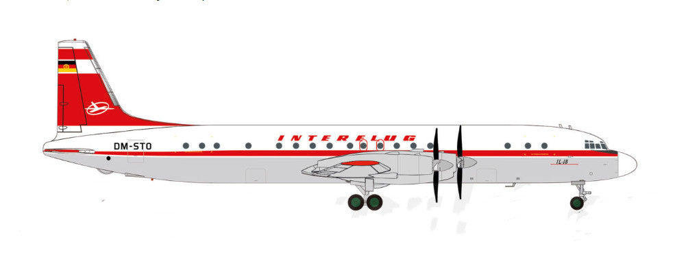 1:200 Herpa Interflug Ilyushin Il-18 Passenger Airplane Diecast Aircraft Model