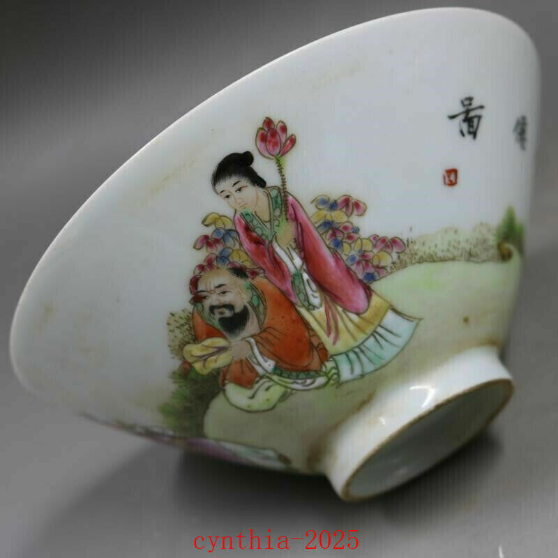 6.2"Chinese antique Porcelain Qing qianlong famille rose Eight Immortals bowl