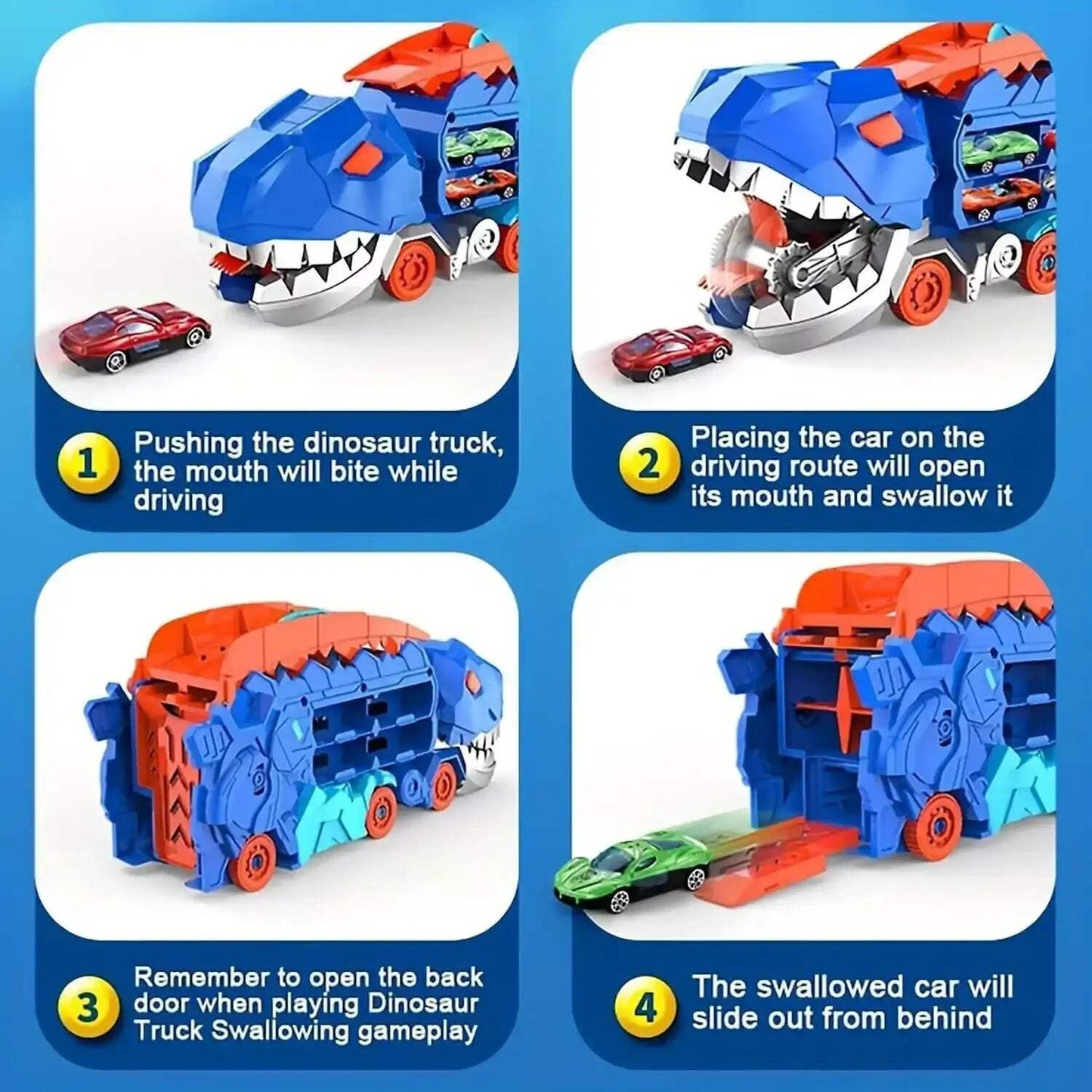 Transforming Dinosaur Truck with Race Track & Alloy Cars