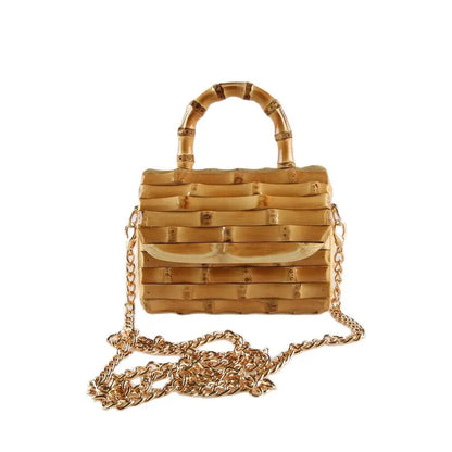 Rattan Straw Bamboo Root Mini Cross Body Messenger Shoulder Bag Handbag