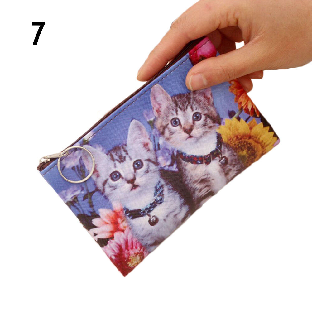 Girls Cute Cat Coin Purse Women Kids Mini Wallet Zipper Cartoon Bag Pouch Holder