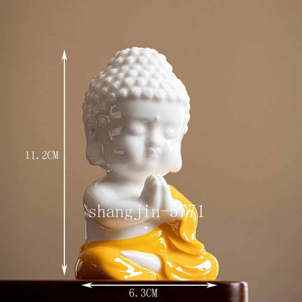 11.2cm New White Porcelain Creative Small Buddha Statue Office Desktop Zen