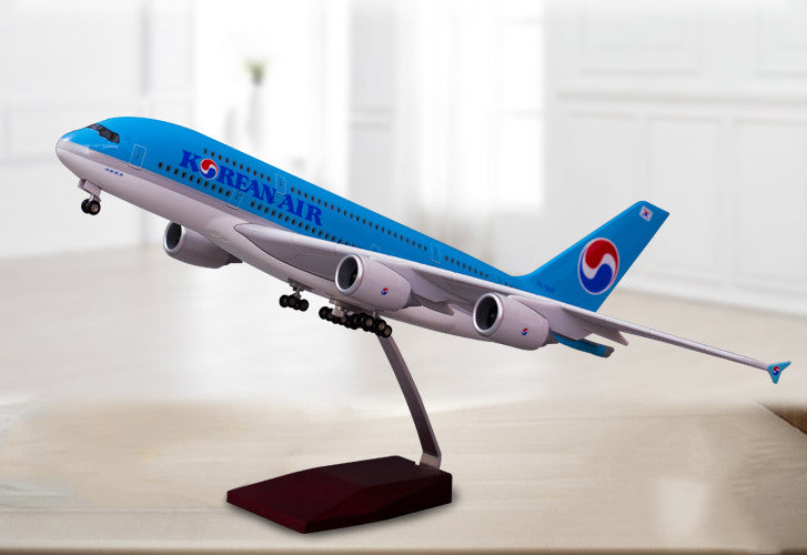 1:160 46CM KOREAN AIR A380 Passenger Airplane Landing Gears Resin Aircraft Model