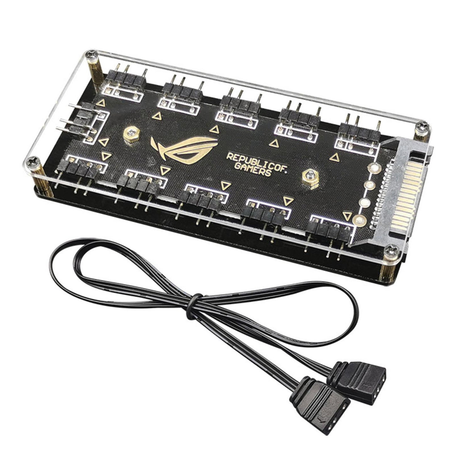 5V 3-Pin RGB 10 Hub Splitter SATA Power 3pin ARGB Adapter Extension Cable A