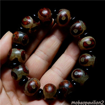 16MM New Tibetan Dzi Beads Mala Buddhist Prayer Bead Elastic Bracelet