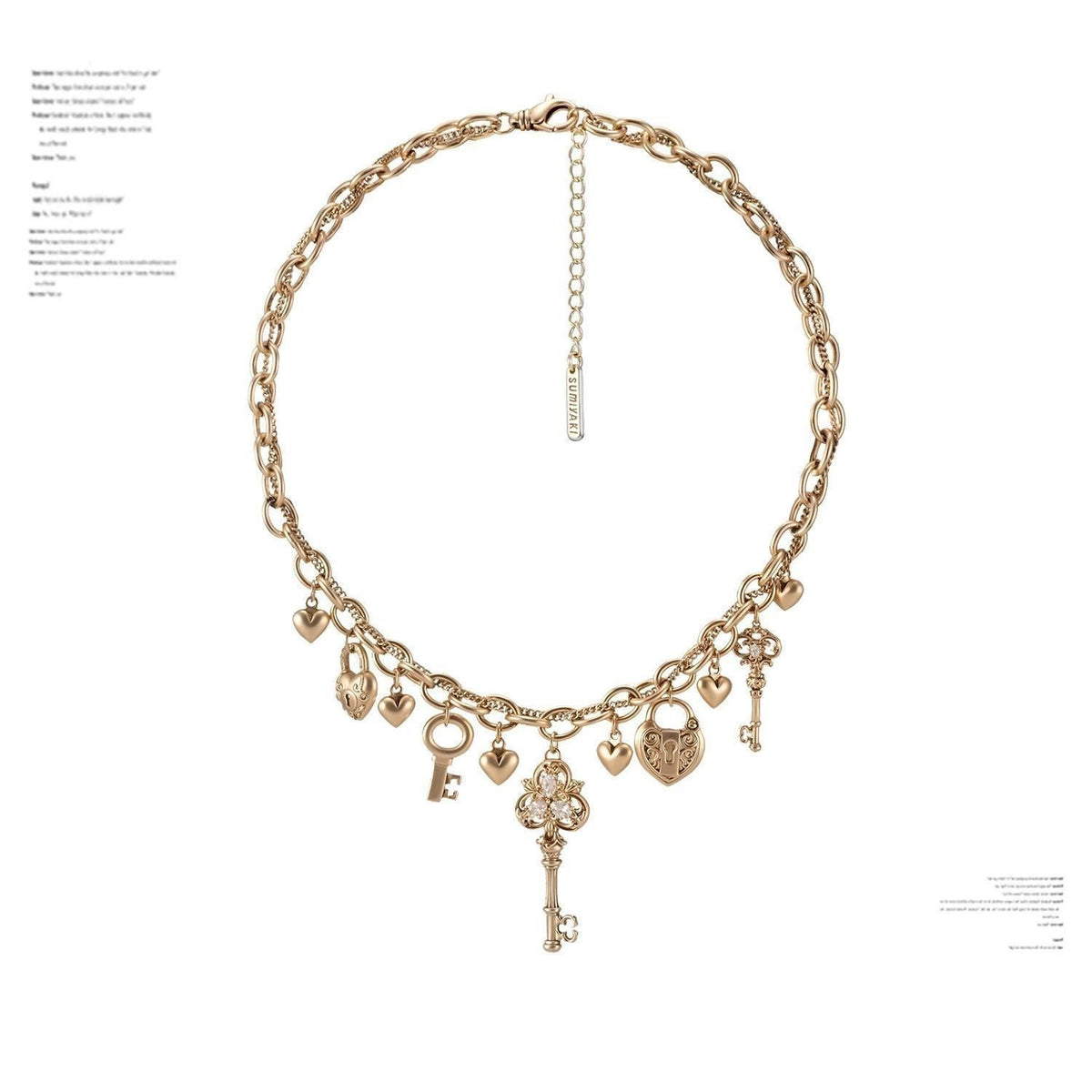 Vintage Gold Key Pendant Layered Chain Necklace