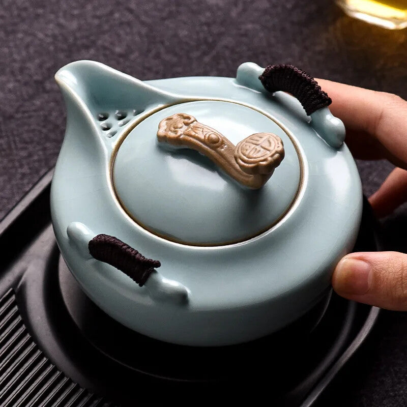 Simple Ru Kiln Hand Grab Pot Large Ceramic Tea Making Pot Household Kung Fu
