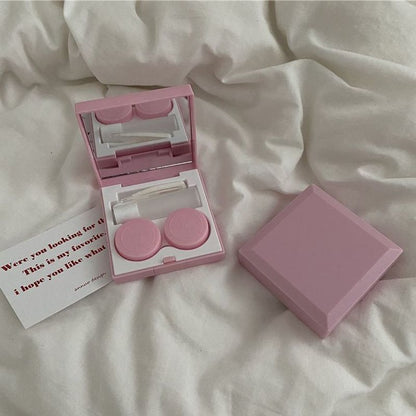 Contact Lens Cases Plastic Elegant DIY Travel Container Double Box 6.3x6.3x2.3cm