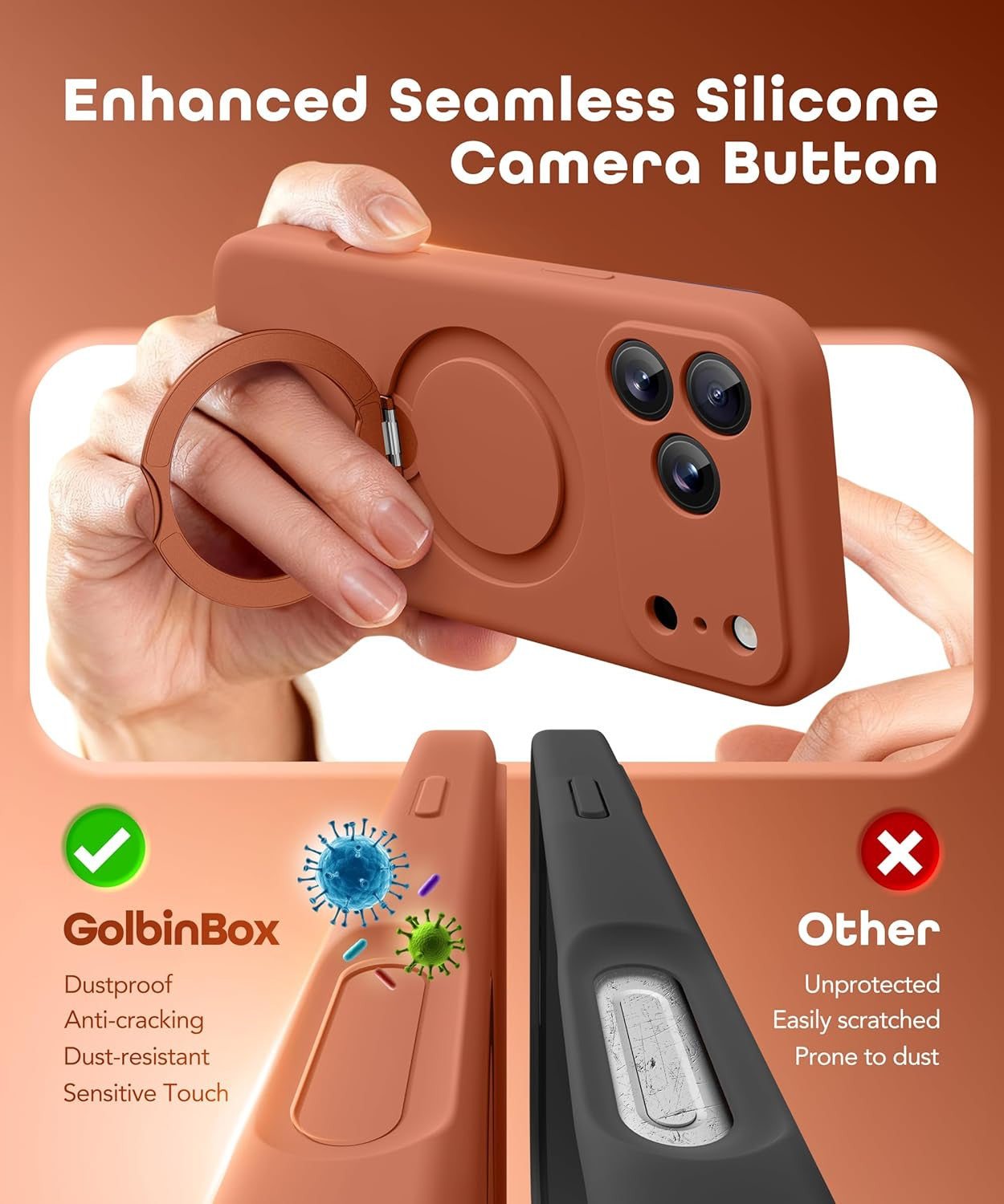 for Iphone 17 Pro Max Case with 360° Spin Magnetic Stand, [Compatible with Magsa