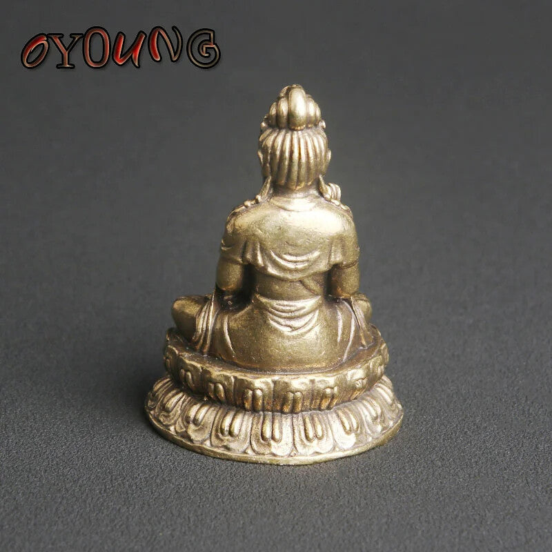 Copper Mahasthamaprapta Buddha Statue Home Buddhism Figurines Miniatures Bodhis