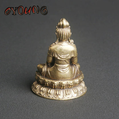 Copper Mahasthamaprapta Buddha Statue Home Buddhism Figurines Miniatures Bodhis