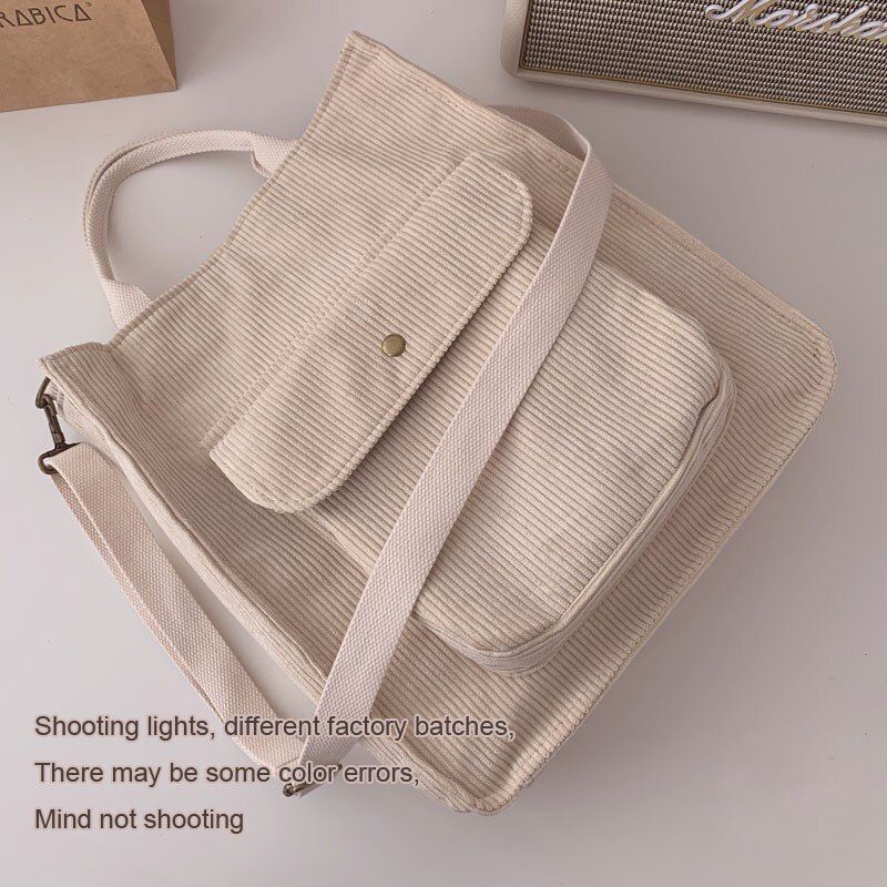 Shoulder Bag Women Vintage Shopping Bags Zipper Bookbag Handbags Casual Pockets